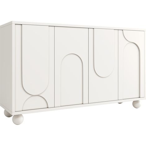 Aparador moderno blanco 120x35x71 cm de MDF con estantes regulables y antivuelco (1/5)