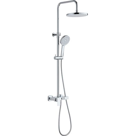 Edouard Rousseau – Colonne de Douche Mécanique BUTO Chromée – Tête Ø 230 mm – Douchette 3 Jets – Bras Télescopique et Rotatif – Flexible 1,50 m