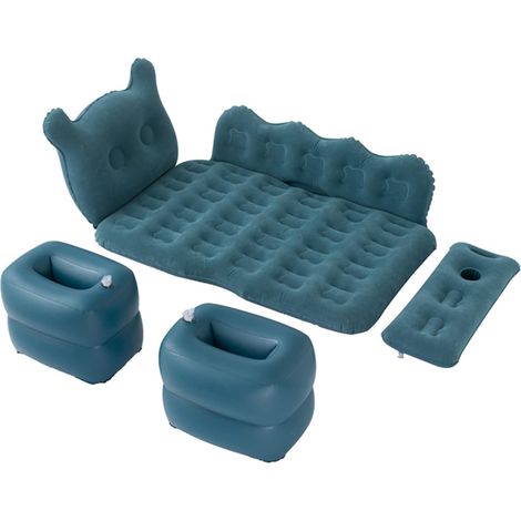 Matelas gonflable épais de grande taille avec oreiller et pompe à air pour voiture (bleu) (1/5)