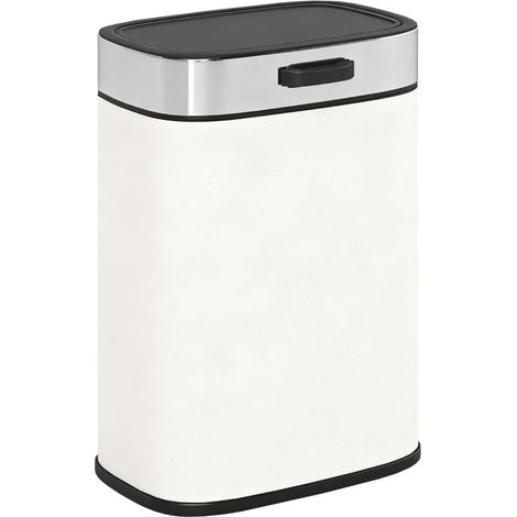 Poubelle de 5 L, sur pied ou murale, en acier inoxydable, blanc crème (1/5)