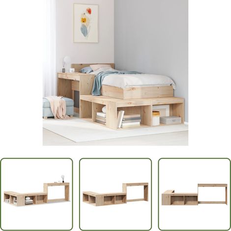vidaXL Kiefer Nachttisch -  Nachttisch mit Schreibtisch 232x122x75 cm Massivholz Kiefer (1/5)