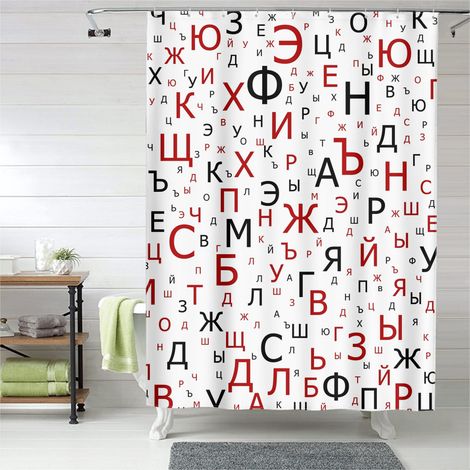 Rideau de douche décoratif œillets plastique, imperméable, 90x180 cm (1/5)