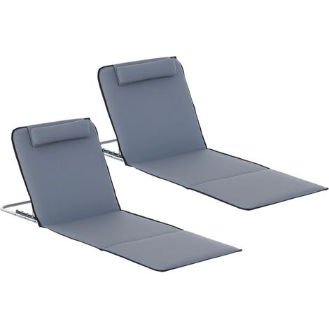 Chaise longue pliante , chaise longue de jardin avec appui-tête, chaise de plage avec dossier réglable 5 positions, sac de transport inclus, idéale pour le jardin, les vacances, la plage et la piscine
