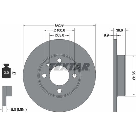 Lot de 2 Disques de frein Textar 92009303 AUDI 306150301811 811615301 811615301B