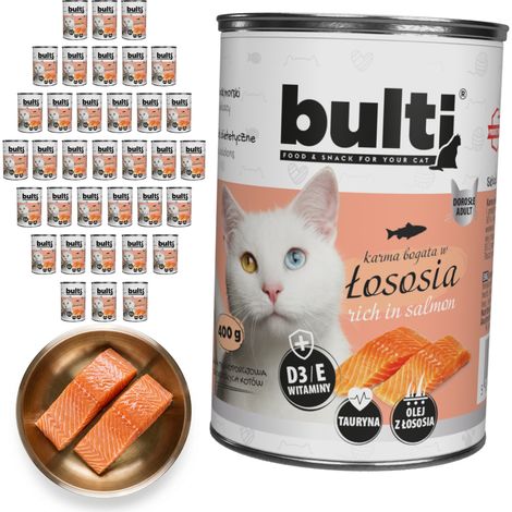 Alimento húmedo para gatos BULTI sabor salmón, lata de 36 x 400 g. (1/2)