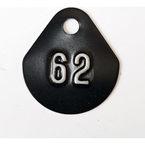Chiffre goutte d'eau fond noir (à l'unité) estampé "62" en relief blanc hauteur d'écriture 11mm DERANCOURT