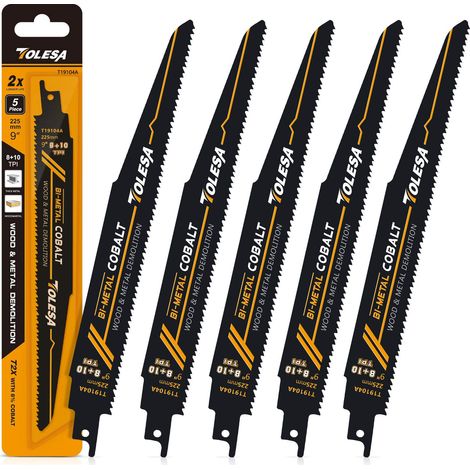 Sabre Saw Blades Metal 225mm 8+10tpi For Demolition Of Metal, Wood, Fibreglass Boards, Reinforced Plastic And Composite Materials 5 Pack (1/5)
