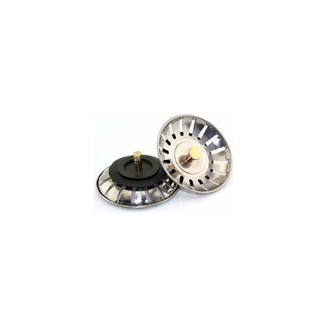tapones de drenaje universales de 8 cm con cesta, de acero inoxidable, para fregadero de cocina y baño. Tapón de drenaje de doble capa. (1/4)