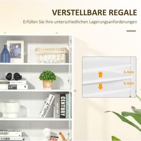 Vitrinenschrank 76x40x178,5 cm aus MDF in Weiß, platzsparend für Wohnzimmer – MEUBLIV (1/5)