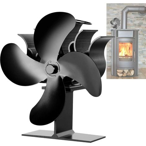 Ventilador de estufa de leña Crediri, pequeño, 4 aspas, funcionamiento silencioso (1/5)