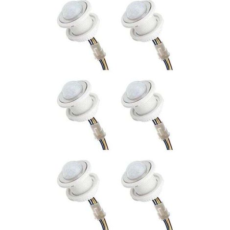Lot de 6 Détecteurs de Mouvement Mini PIR 110-220V Temporisation Réglable Détection Infrarouge Intelligente (1/4)
