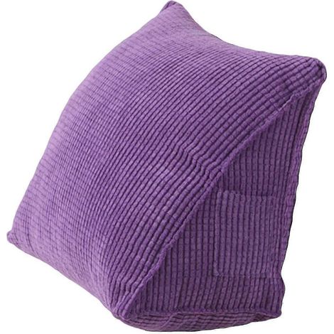 Coussin de lecture triangulaire avec poche zippée, dossier triangulaire et petit dossier violet (1/5)
