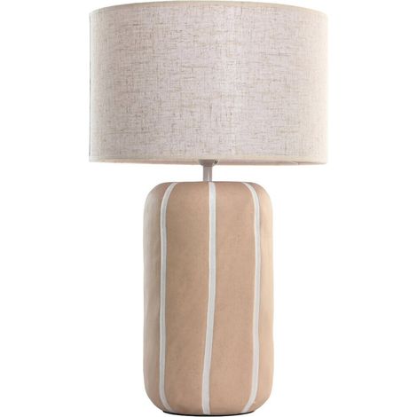 Lampe de table en céramique et polyester marron clair urban chic - Marron clair avec détails blancs (1/4)