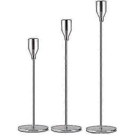 Ensemble de 3 bougeoirs noirs mats pour bougies coniques, décoratifs (1/4)