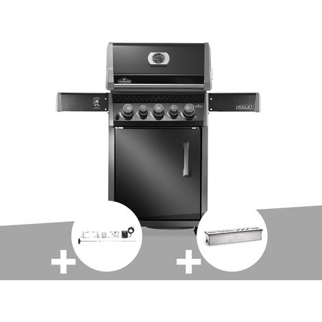 Barbecue à gaz Rogue 425 RB 3 brûleurs + 1 réchaud latéral + 1 brûleur rôtissoire + Rôtissoire + Boitier de fumage - Napoléon
