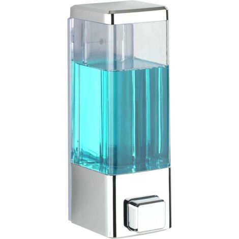 Distributeur de savon chromé 320 ml mural en plastique automatique design moderne pour salle de bain distributeur de désinfectant et savon transparent sans perçage et facile à nettoyer (1/4)