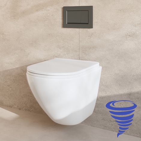 LOMAZOO Pack WC suspendu avec réservoir encastré rond blanc -