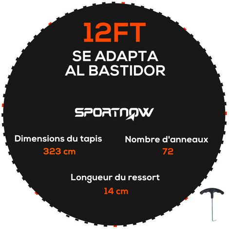 Tapis de rechange pour trampoline tapis de saut de remplacement. compatible trampoline Ø 3.7 m et ressorts de 14 cm (1/5)