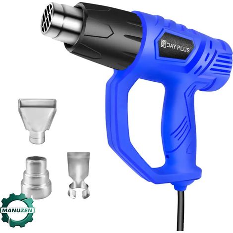 Manuzen - Décapeur thermique 2000 W 300–600 °C – 3 buses et racloir — Bleu + 3 buses et racloir — 2000 W et plus (1/5)