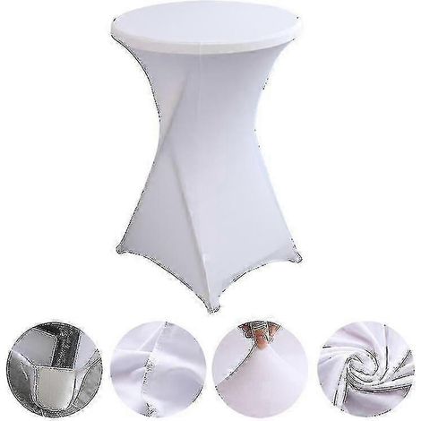 Nappe ronde cocktail en spandex extensible dans les quatre sens, noire, 80 x 110 cm, blanche (1/5)