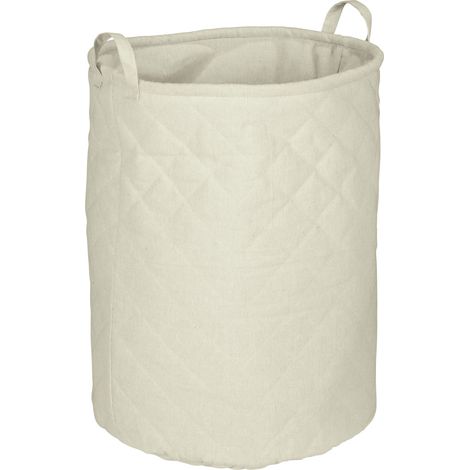 Panier à linge pliable design gaufré TOM TAILOR x WENKO, Collecteur de linge avec poignée, Bac à linge sale, Collecteur de linge, Sac à linge sale Pliable, Capacité 67L, Beige, Dim (HxD en cm) 40x54 (1/4)