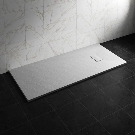 NRG 1800 x 800mm SMC White Rectangle Slate Effect Bathroom Shower Tray