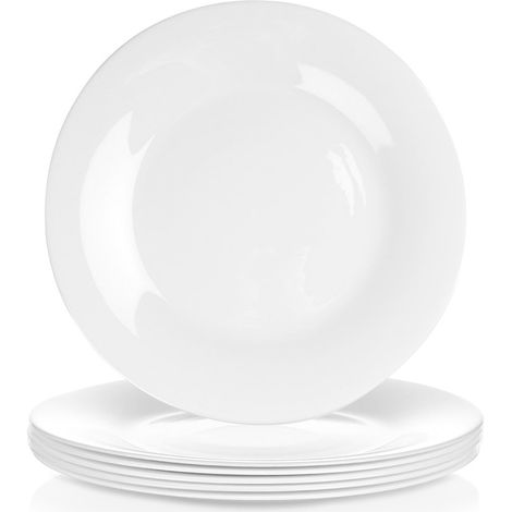 Assiettes plates en verre blanches 255 cm lot de 6