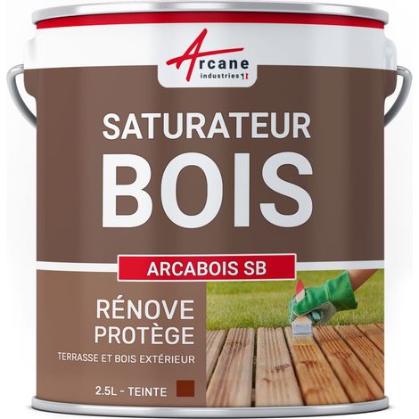 Arcane Industries – Saturateur bois extérieur 2.5 L – Protection anti-UV – Nourrit et hydrofuge – Pour terrasses et bardages en bois local