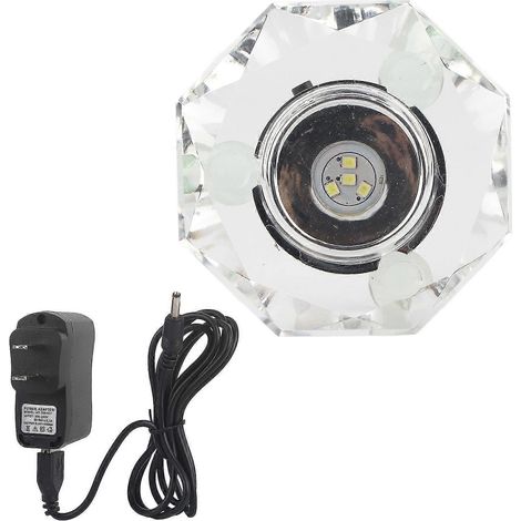 Lampe LED en verre cristal blanc sur support rond - prise européenne (1/5)