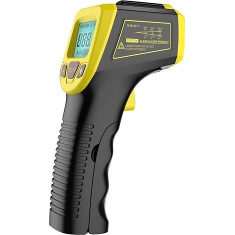 Thermomètre Infrarouge Sans Contact Pistolet Précision Haute -50°C à 600°C Fahrenheit Celsius Ecran LCD Jaune (1/4)