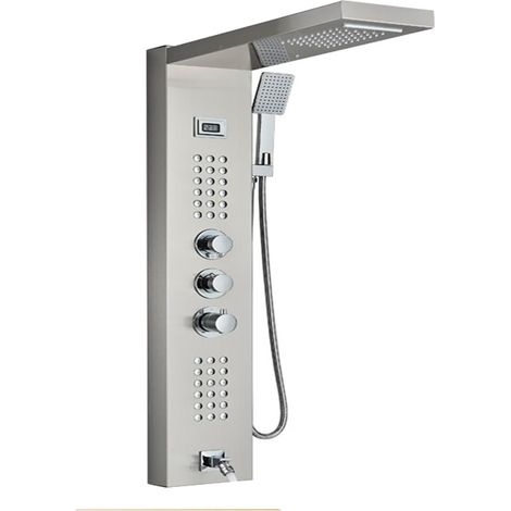 Ensemble de douche mitigeur thermostatique intelli Panneau de douche à lumière LED, ensemble de robinet de douche à affichage numérique cascade pluie, système de douche mitigeur de colonne de salle de (1/5)