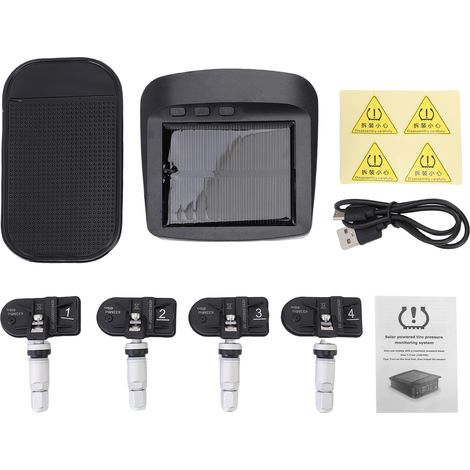 Système de Surveillance Pression Pneus Solaire Capteurs Internes Affichage LCD 3,5 Pouces Alarme Température et Pression en Temps Réel pour Voitures SUV (1/5)