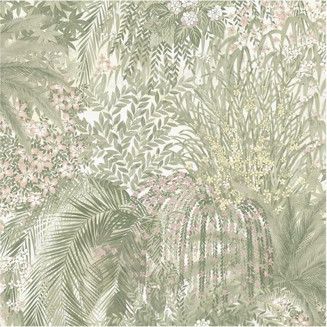 Grandeco Paradise Green Botanical Wallpaper Washable Paste The Paper Lush Garden (1/4)