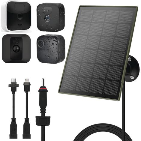 Panneau solaire 3W/5V avec batteries intégrées 6000 mAh, compatible avec caméra Outdoor 4 (4e génération)/Outdoo/Indoor (3e génération) XT3 et XT/XT2, IP65, avec câble de 3 m, facile à (1/5)