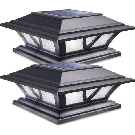 Lampe Exterieur Lumières Solaires de Chapeau de Poteau 2 Modes Lampe LED pour Jardin Terrasse Clôture 4x4 5x5 6x6 pouce Poteau en bois Lot de 2 (1/5)