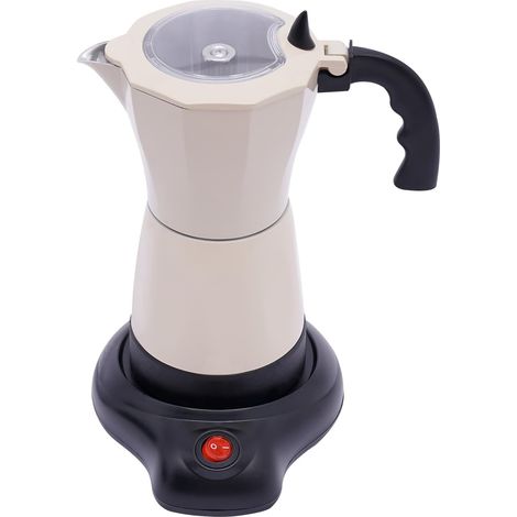 Macchina da caffè elettrica da 300 ml, 480 W, caffettiera elettrica per espresso, 6 tazze, Italia Moka, adatta per la casa, in ufficio, nel negozio di tè al latte, ecc. (bianco crema)