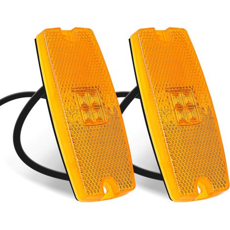 Feux de marquage latéraux LED ambre pour remorques, 12/24 V – feux latéraux jaunes avec réflecteur, adaptés aux camping-cars, bateaux, camions, remorques de camping et caravanes (1/5)