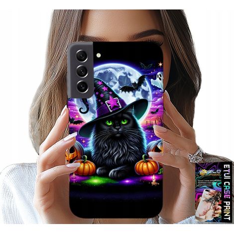 Custodia per Samsung Galaxy S21 FE - motivi di zucca di Halloween con gattini neri e zucche di Salem (1/5)