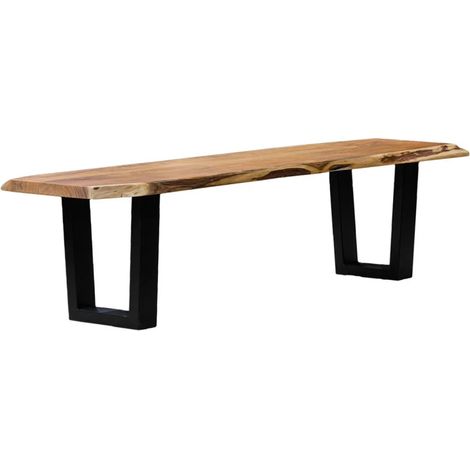 Banc L. 170 cm bois d'acacia et pieds trapèze métal noir - OTTAWA (1/5)