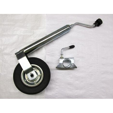 Jockey Wheel with Clamp 48MM  (Metal Rim Rubber Guide Heavy Duty Trailer Caravan )