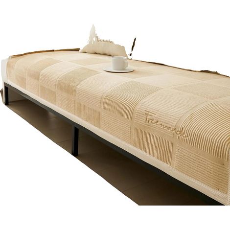 Housse de canapé en peluche, design premium en une seule pièce, entretien facile, Kaki foncé-a, 90210cm (1/2)