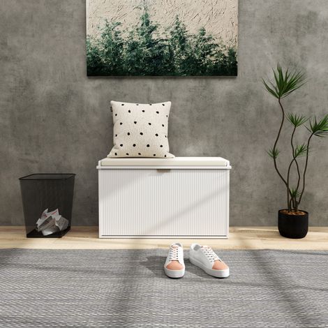 Stylish Hallway Storage Bench with Cushion, Shoe Organizer for Entryway, Space-Saving Design, Holds 8 Pairs, Easy to Clean