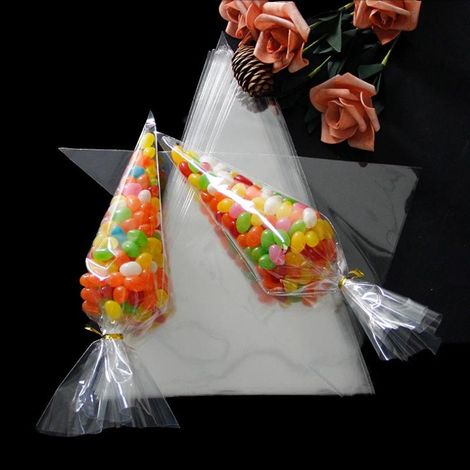 Sachets OPP Transparents 300 Pièces pour Mariage Anniversaire DIY, Triangles Bonbons et Aliments, Paquets Fleurs Emballage - 16x30 cm (1/5)