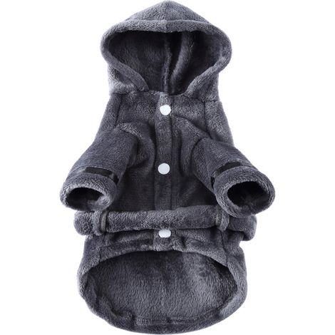 Peignoir pour chiot, peignoir éponge pour chien avec capuche et ceinture, facile à enfiler, gris YP01C