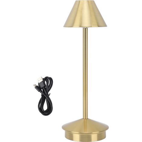 Lampada da tavolo wireless in stile moderno, in ferro battuto, 3 colori, dimmerazione continua, lampada da scrivania a LED portatile con controllo touch, oro -Crezuo