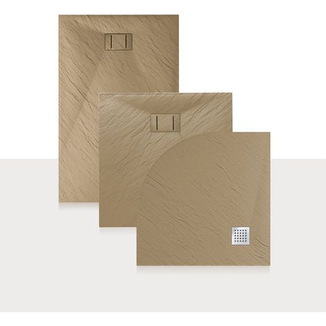 Idralite – Receveur de douche rectangulaire 90x150 cm – Acrylique effet pierre – Hauteur 2,6 cm extraflat – Bonde incluse – Installation au ras du sol