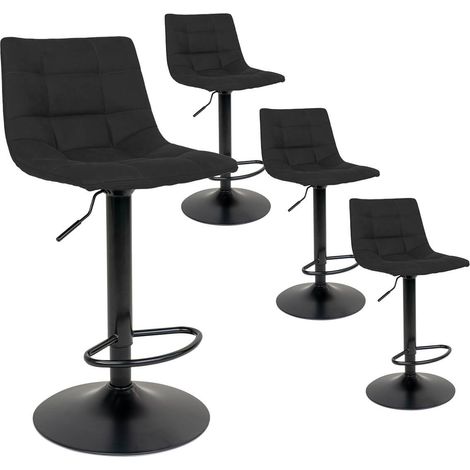 MAGNUS - Lot de 4 Tabourets Acier et Tissu Noir (1/2)