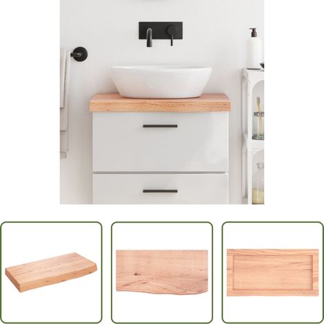 Bois de chêne - Comptoir de salle de bain marron 60x30x(2-6) cm bois traité (1/5)