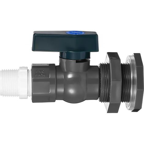 Robinet d eau 3 4 pouces PVC Rain Butt Valves 1 pouces Vanne régulation raccord cloison Adaptateur Tuyau Aquariums piscines jardin (1/5)