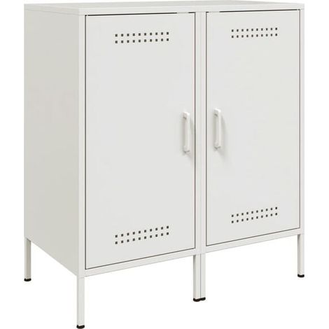 Buffet Bas 2 Portes Blanc Acier 36x39x79 cm Meuble de Rangement Cuisine Salle de Bain (1/5)